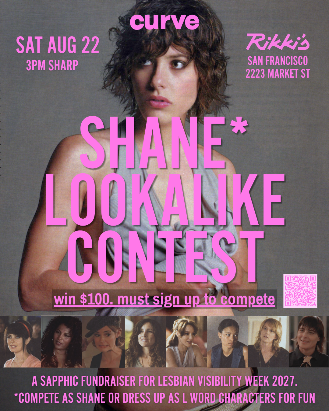 Poster for Shane Lookalike Contest showing the actors from The L Word
