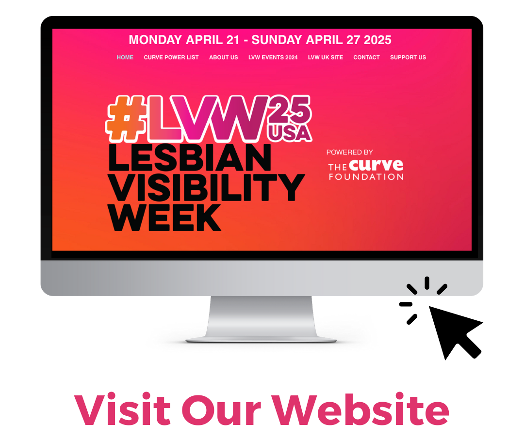 A graphic of a computer screen showing the Lesbian Visibility Week website.