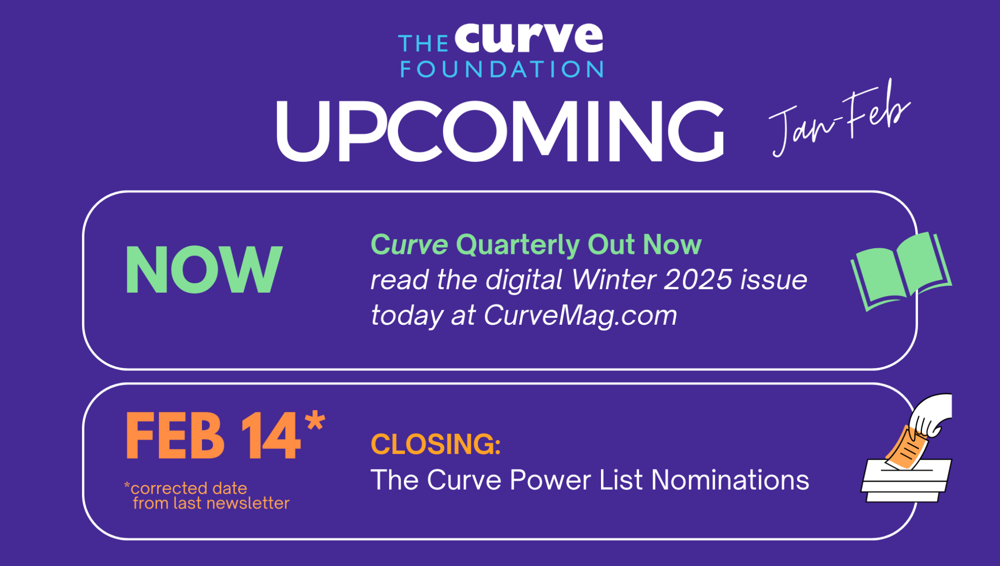 A schedule of programs organized by The Curve Foundation.