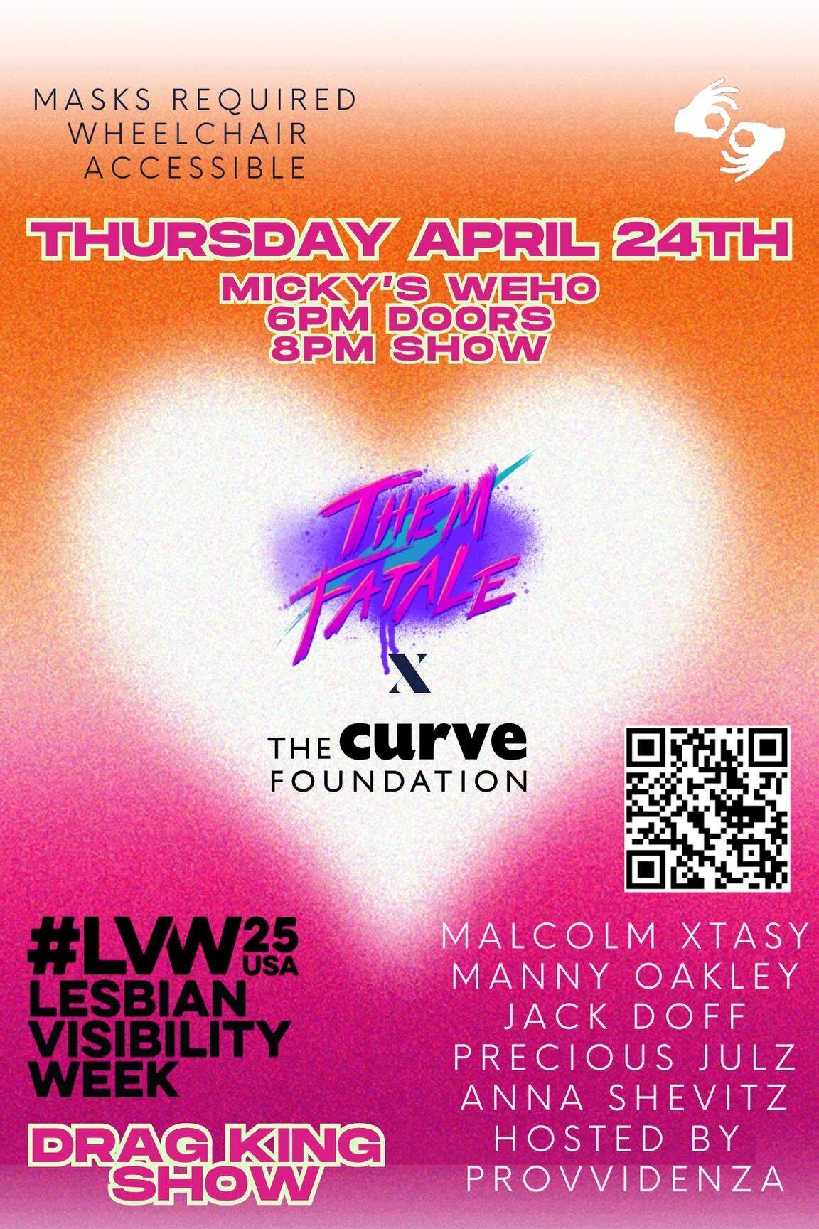 Poster for Them Fatale's Drag King Show Featuring the Names of the Performers