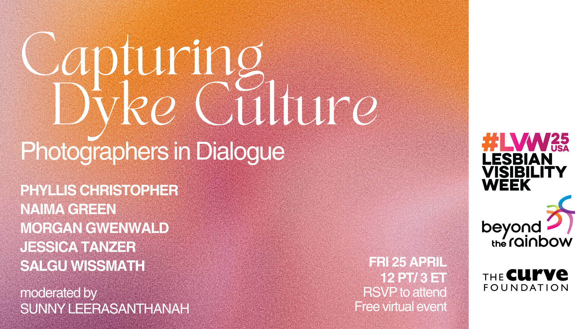 Poster for Capturing Dyke Culture featuring the names of photographers