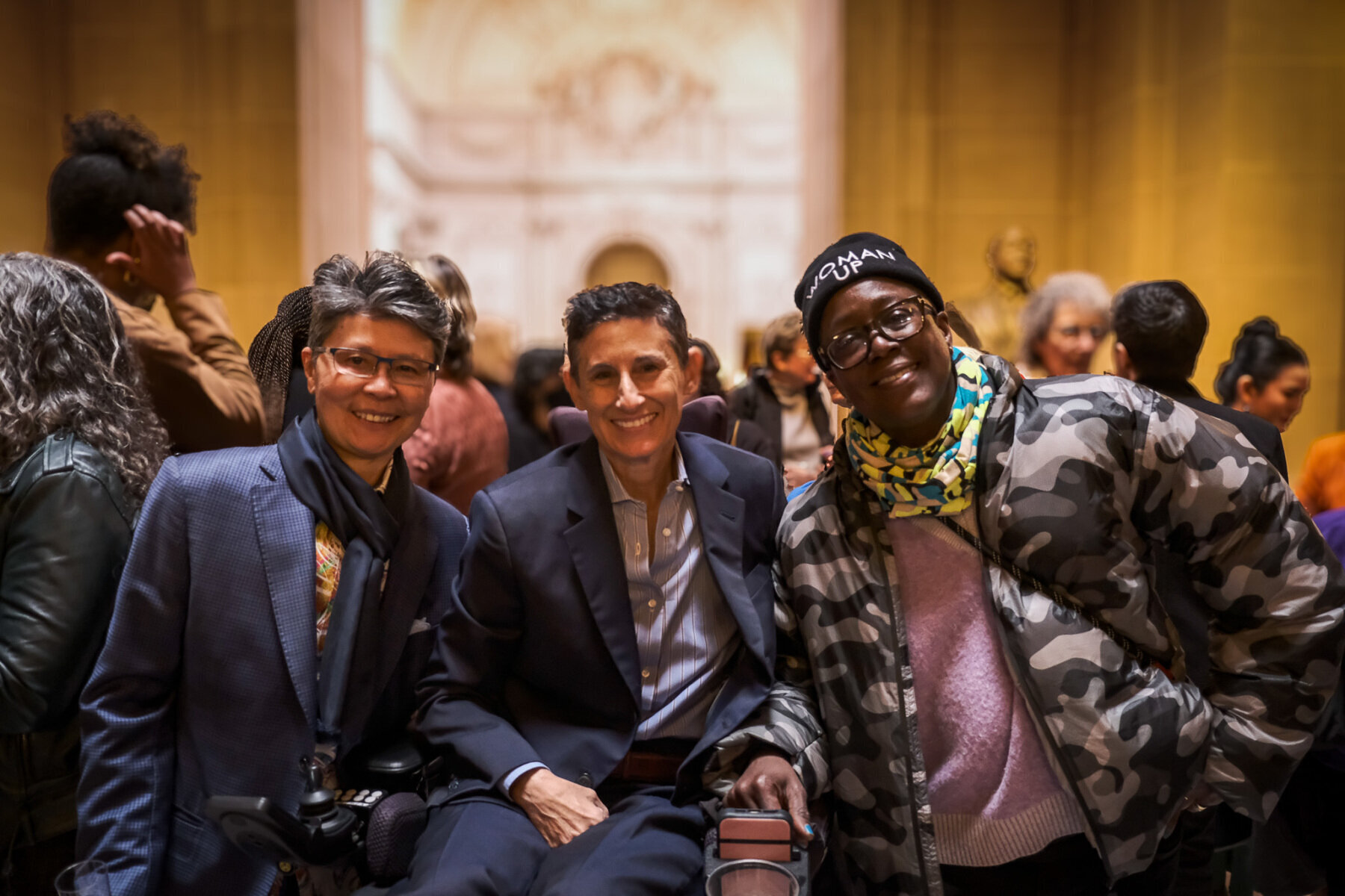 Filmmakers Madeleine Lim and Cheryl Dunye with Franco Stevens at the SF Lesbian Visibility Week Reception.