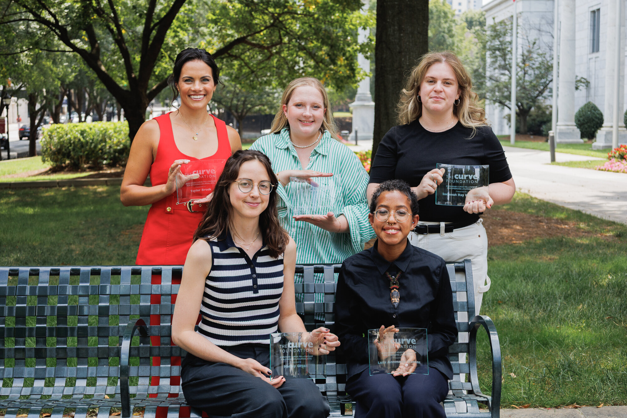 The 2025-2026 recipients of The Curve Fellowship for Emerging Journalists at the NLGJA LGBTQ+ Journalism Convention in Atlanta.