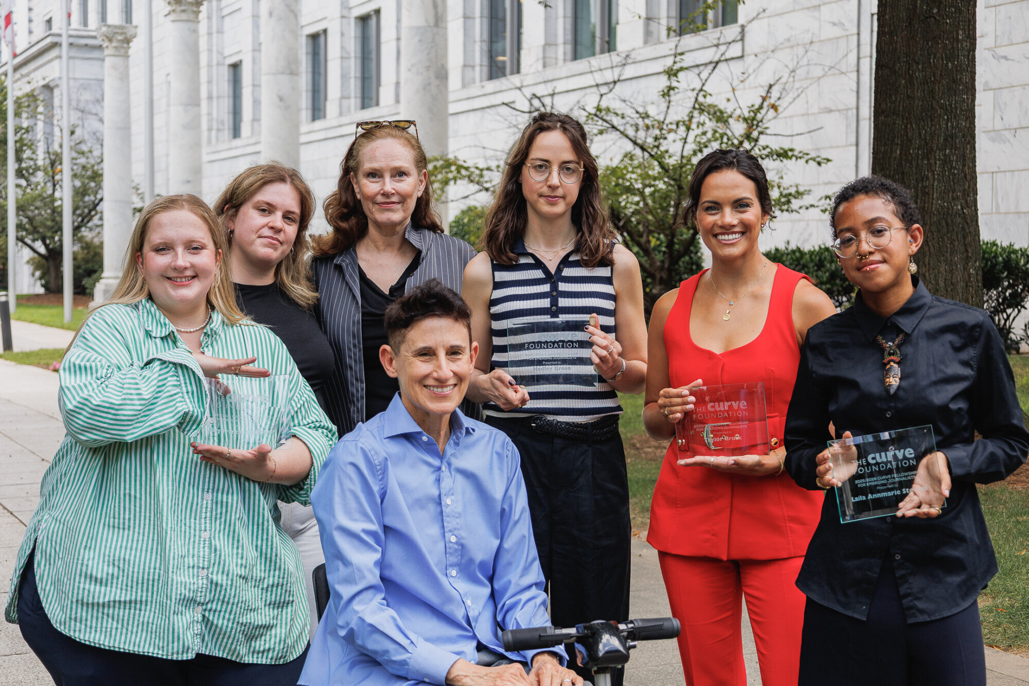 The 2025-2026 recipients of The Curve Fellowship for Emerging Journalists at the NLGJA LGBTQ+ Journalism Convention in Atlanta.