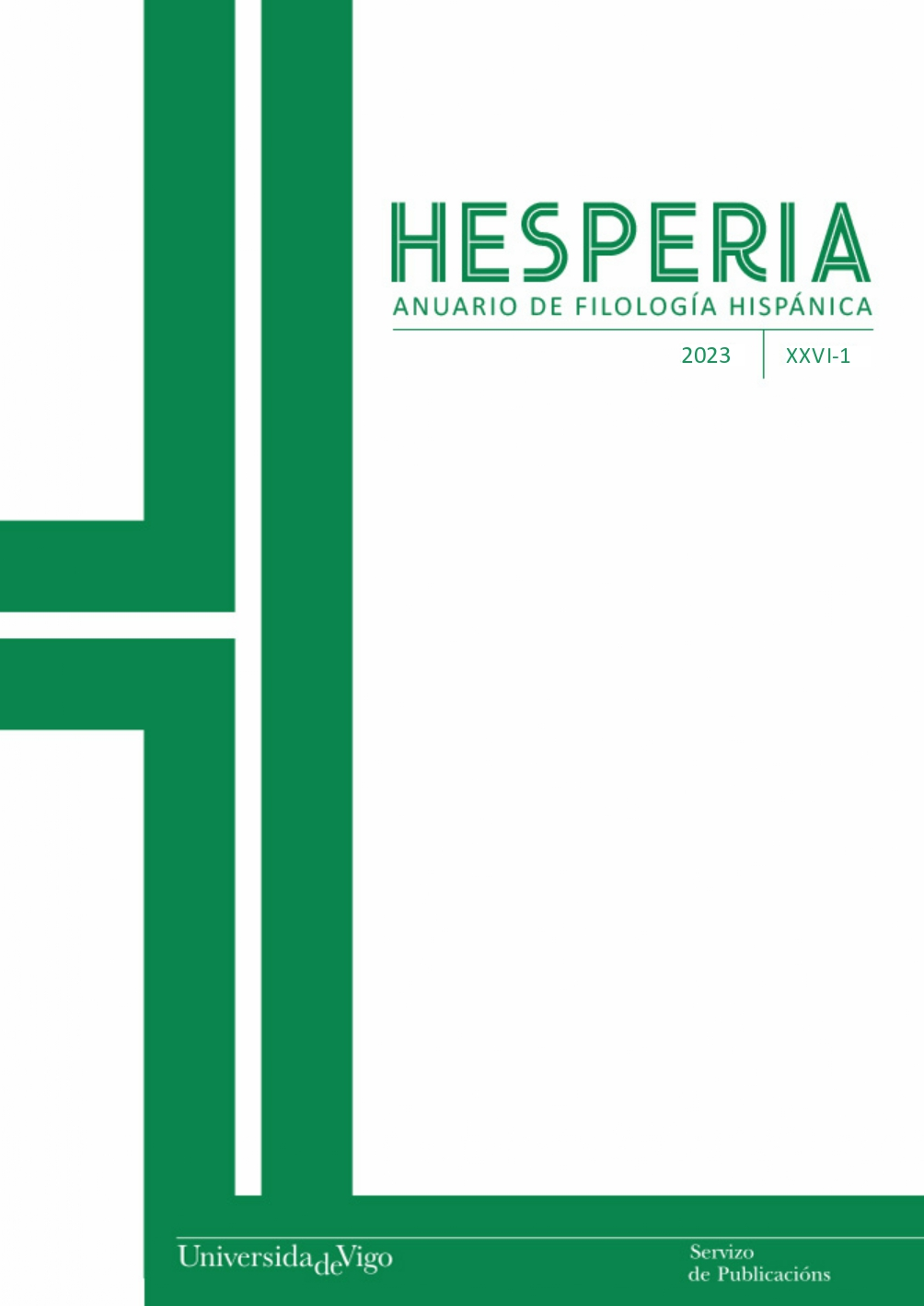 Cubierta del n&uacute;mero 26-1 2023 de la revista Hesperia: Anuario de Filolog&iacute;a Hisp&aacute;nica