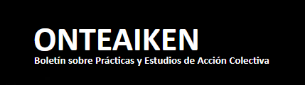 Logo simple de fondo negro y texto blanco. Onteaiken. Bolet&iacute;n sobre Pr&aacute;cticas y Estudios de Acci&oacute;n Colectiva