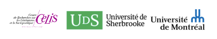 Logos de las instituciones convocantes del coloquio Esth&eacute;tiques queer et enjeux sociaux: D&eacute;centrements: el Centre de Recherches sur les Litt&eacute;ratures et la Sociopo&eacute;tique, la Universit&eacute; de Sherbrooke y la Universit&eacute; de Mointr&eacute;al.