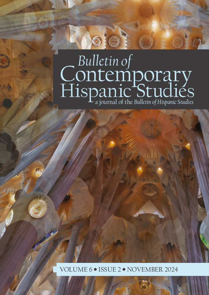 Cubierta de la revista Bulletin of Contemporary Hispanic Studies, volumen 6, número 2, noviembre de 2024. La cubierta está ilustrada con una fotografía del interior de una iglesia, en la que se puede el interior de una iglesia.