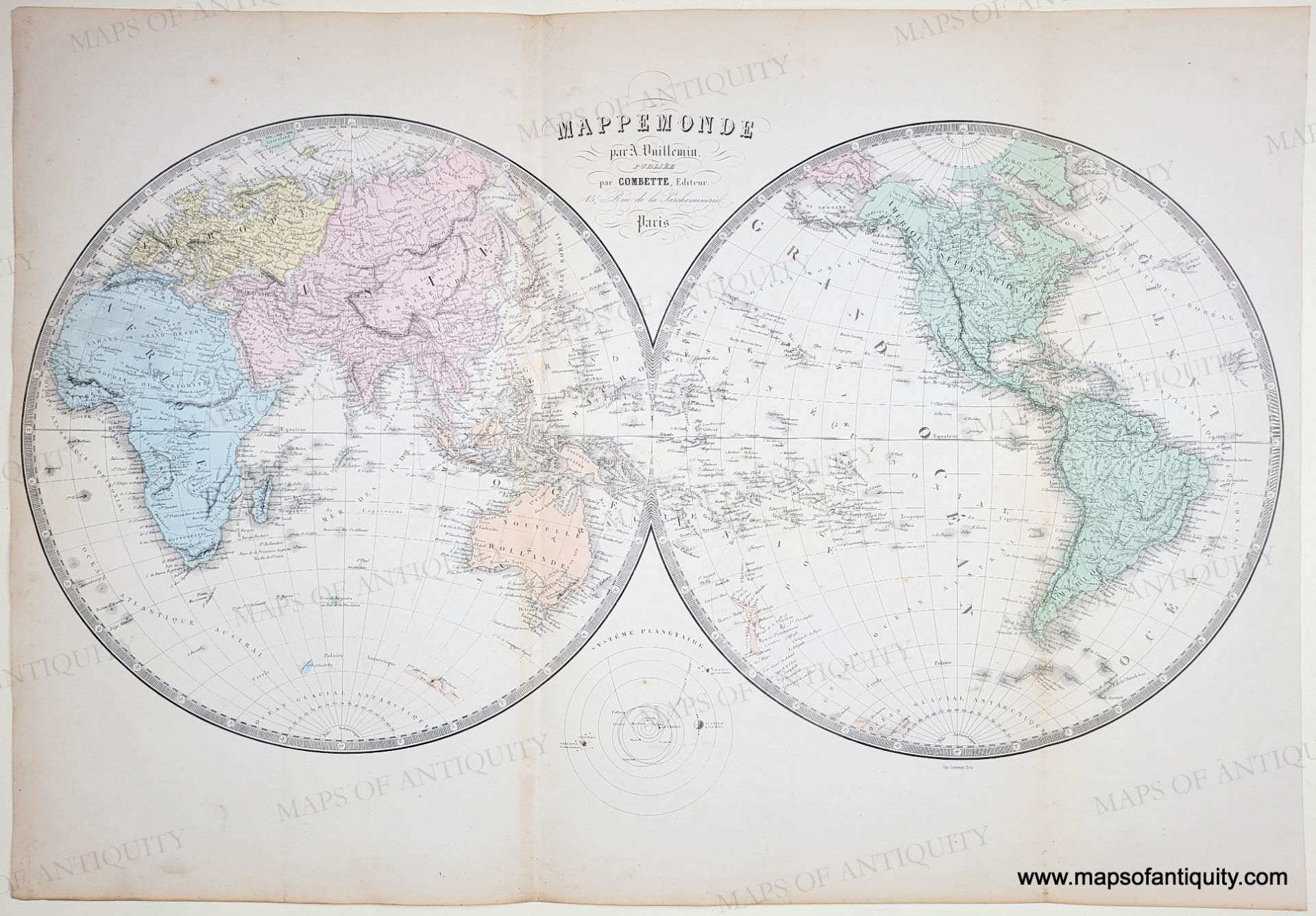 Map of the World in Hemispheres