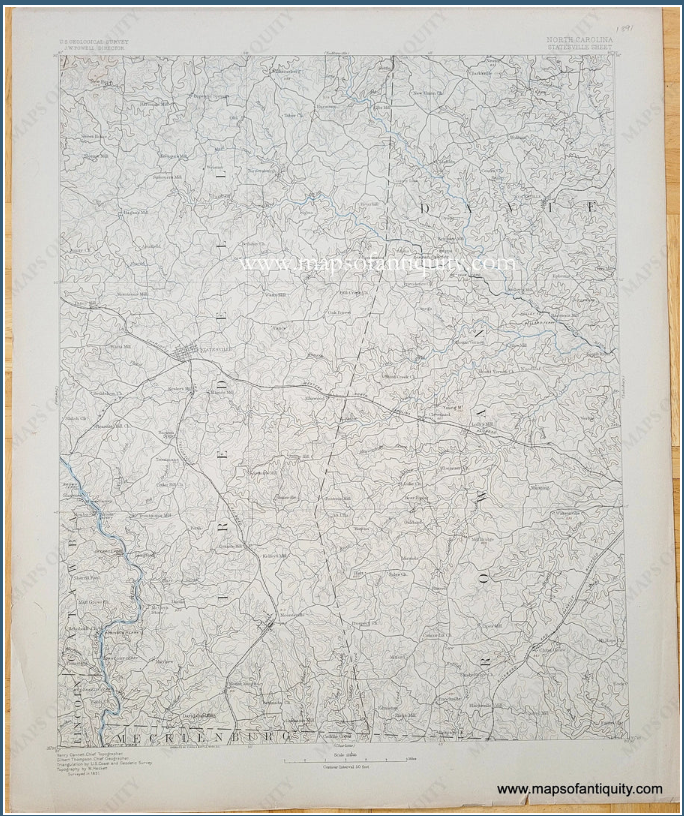 1891 - North Carolina Statesville Sheet - Antique Map