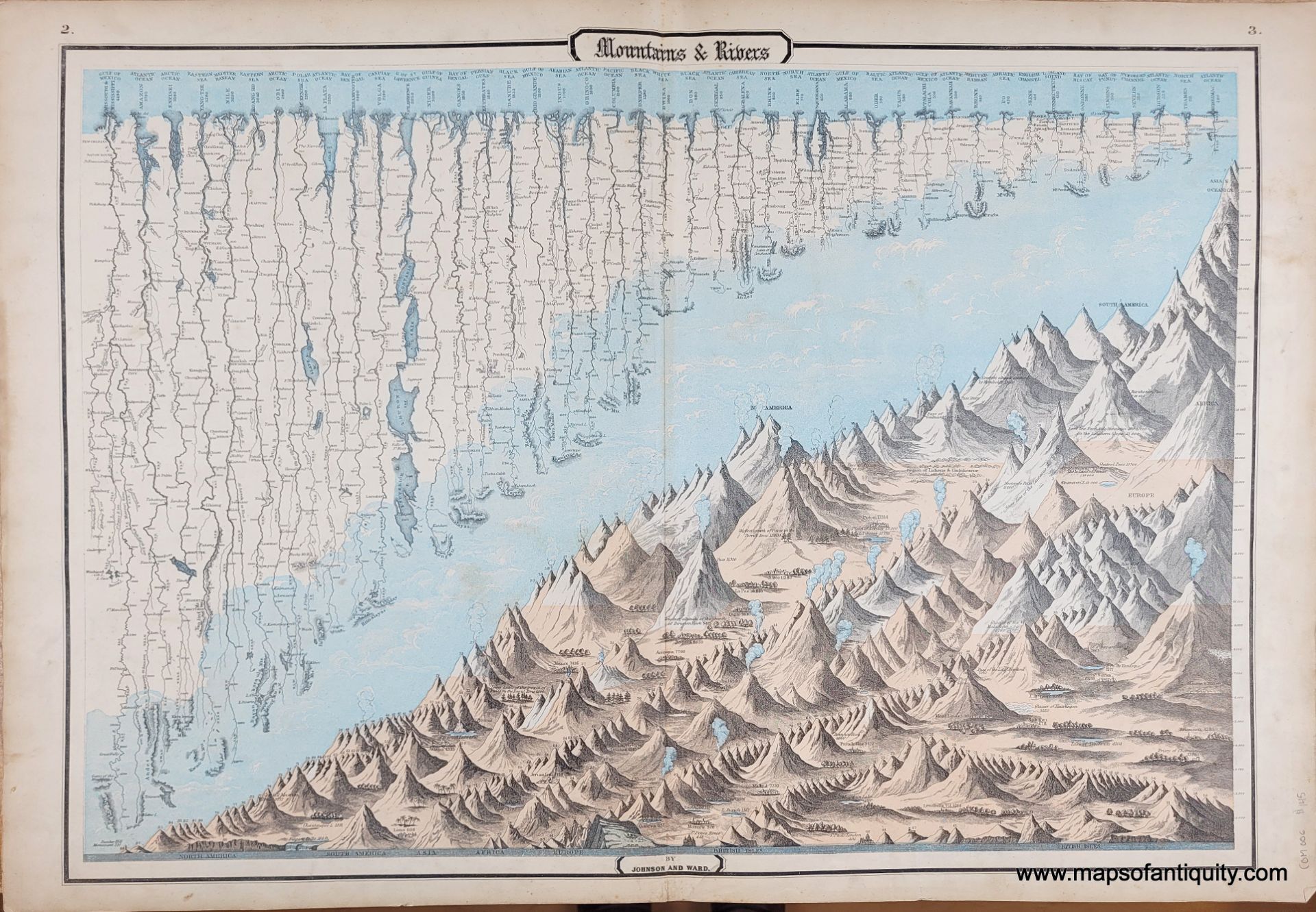 1863 - Mountains & Rivers - Antique Map
