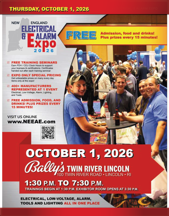 New England Electrical & Alarm Expo flyer with October 1 event details