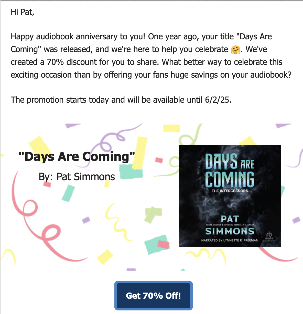 Days Are Coming On Sale