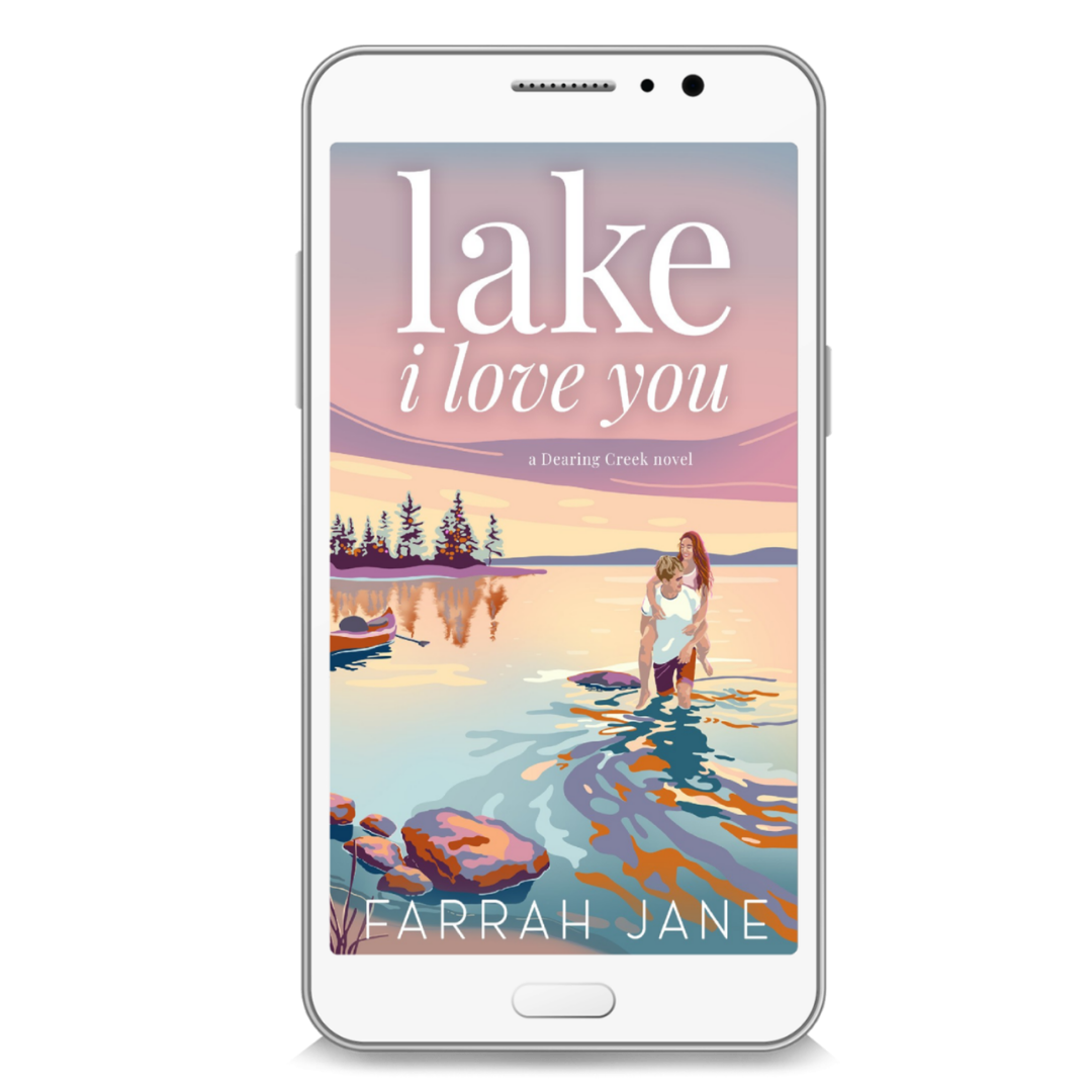 image of the book, Lake I Love You by Farrah Jane, featured on an ipad and laying on a blanket.