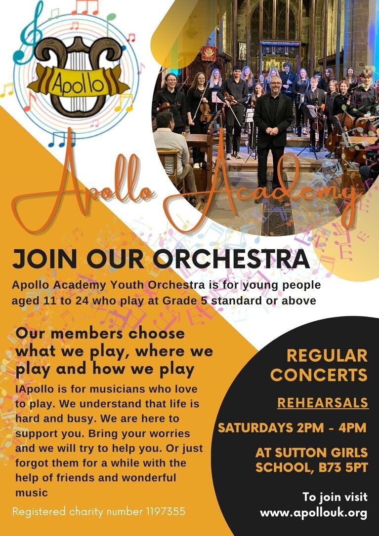 Fllyer for Apollo Academy Youth Orchestra with a difference