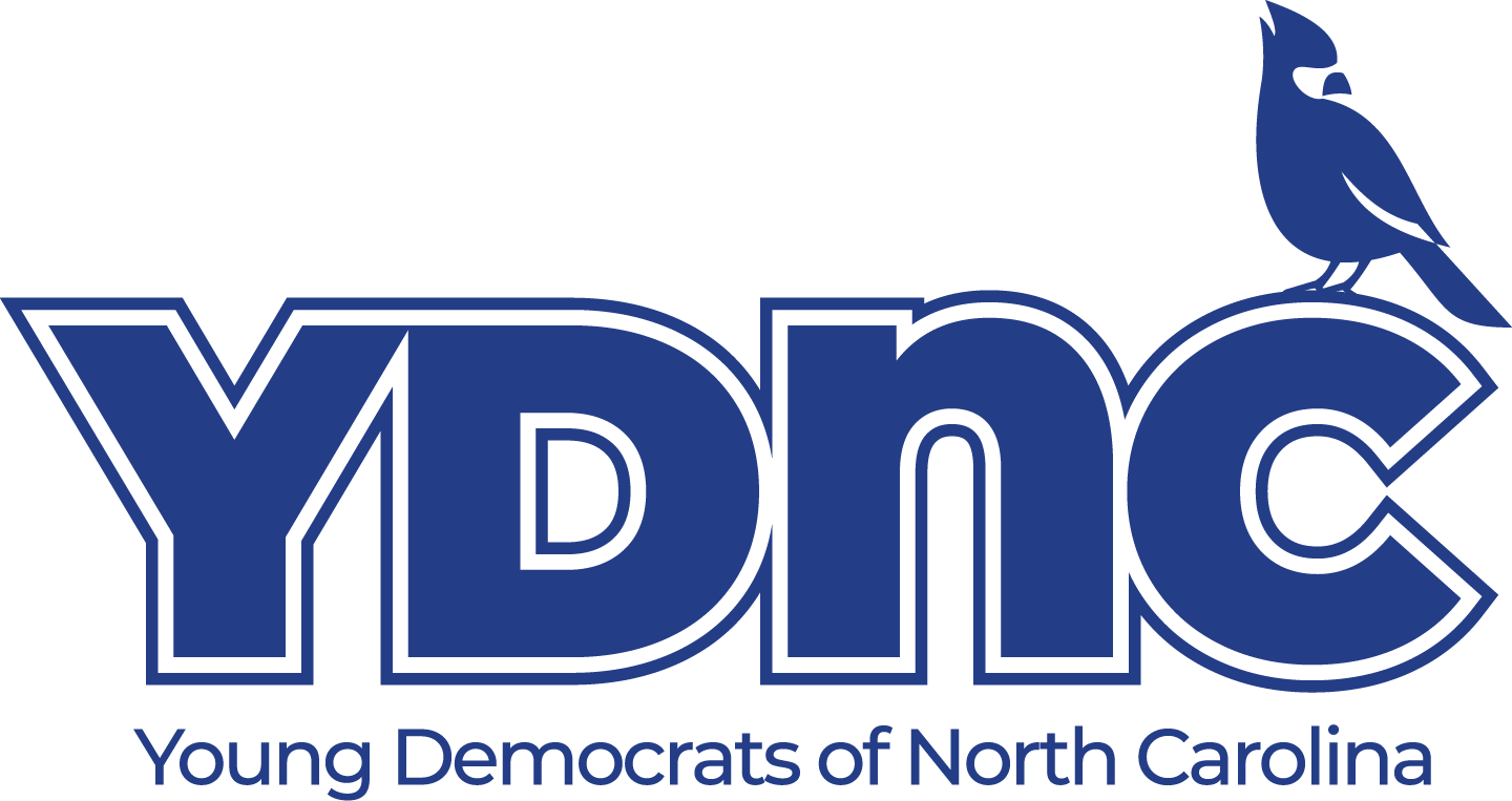 The YDNC logo with the words "The Young Democrats of North Carolina" underneath.