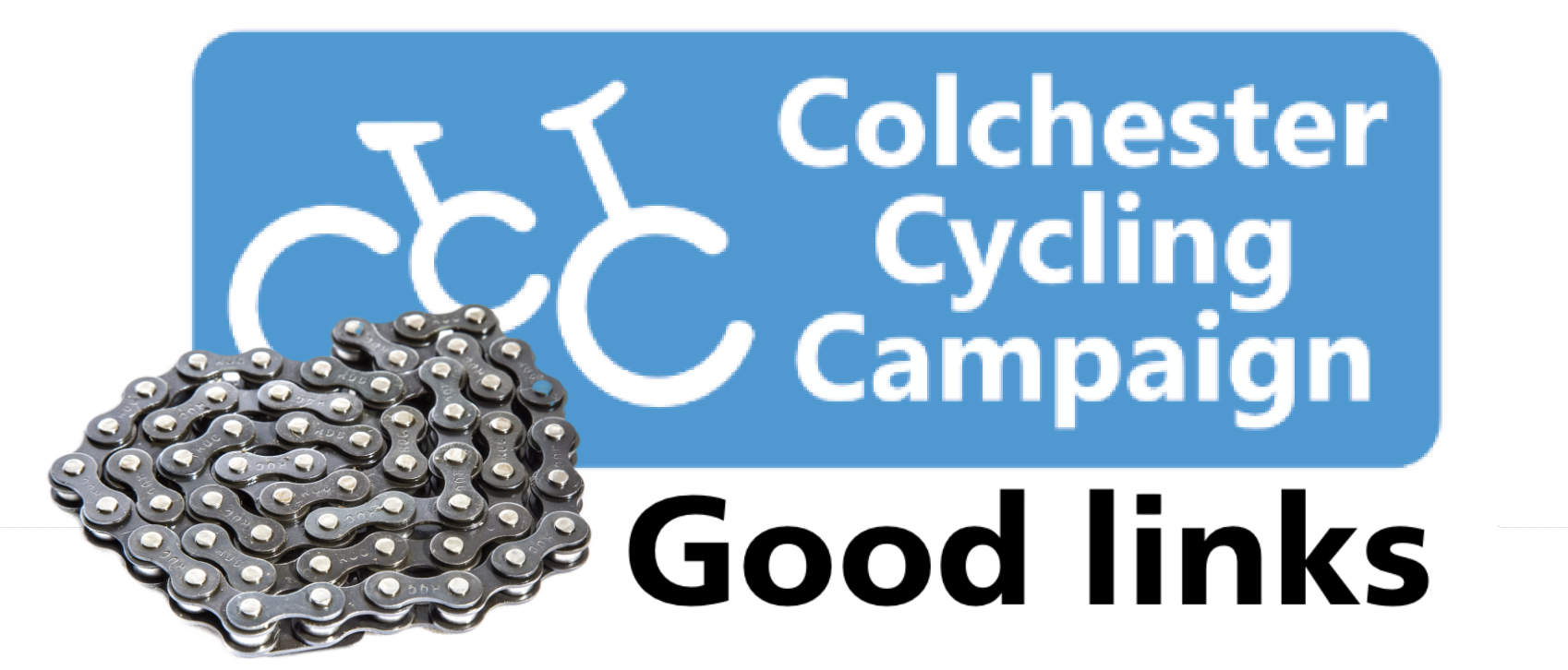 Good links logo showing bike chain and campaign logo