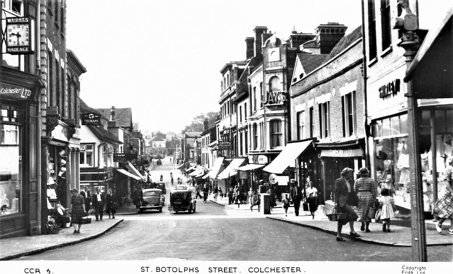 1950s image of a wide St Botolph's Street, Colchester