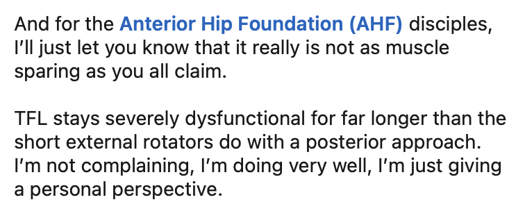 Mark Norton's view on the Anterior approach to the hip