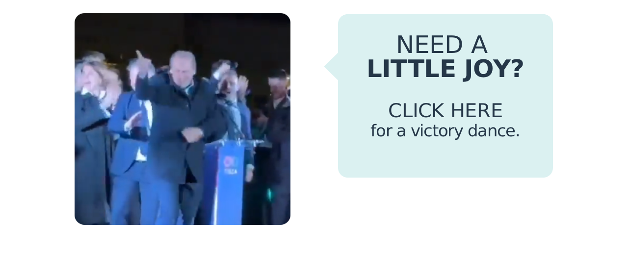 Need a little joy? Click here for a victory dance.